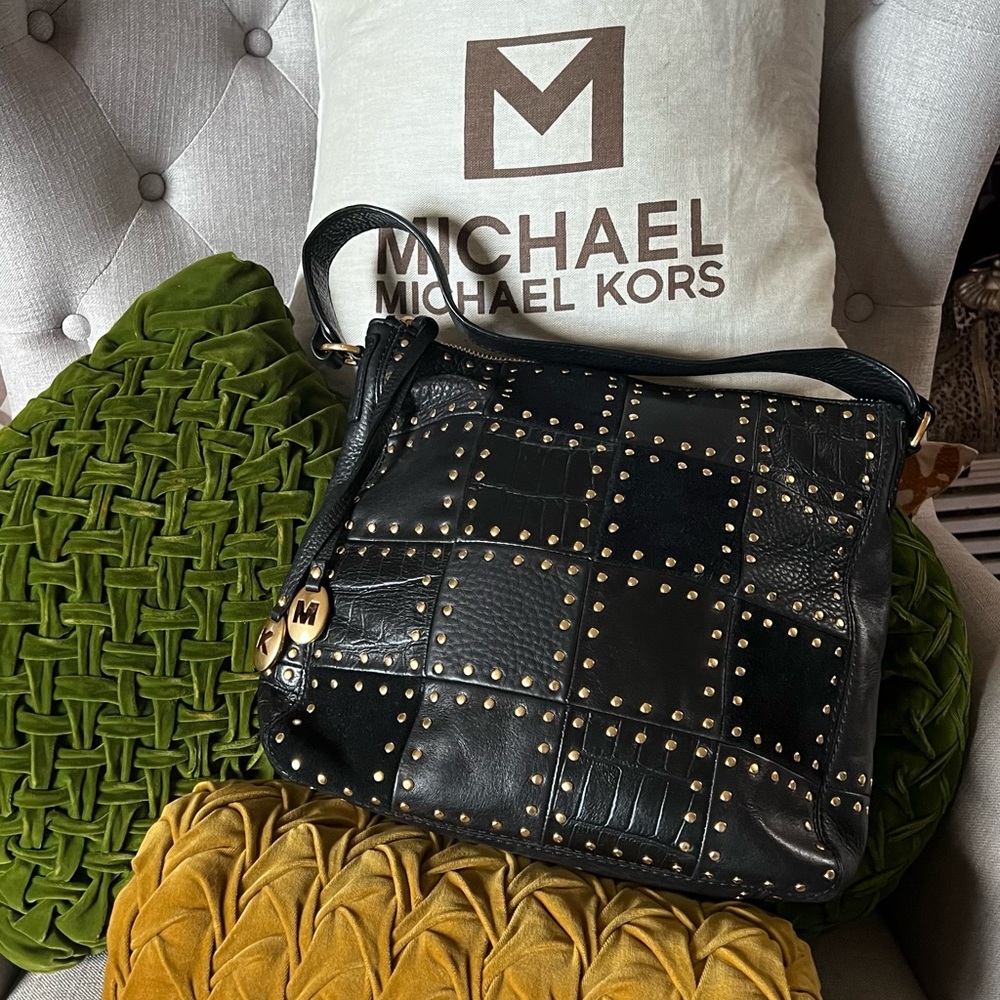 Michael Kors Leather Suede & Leather Studded Bag